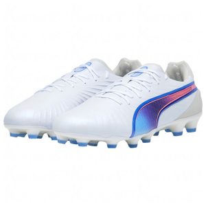 Puma King Ultimate HG/AG White x Blue Mazing